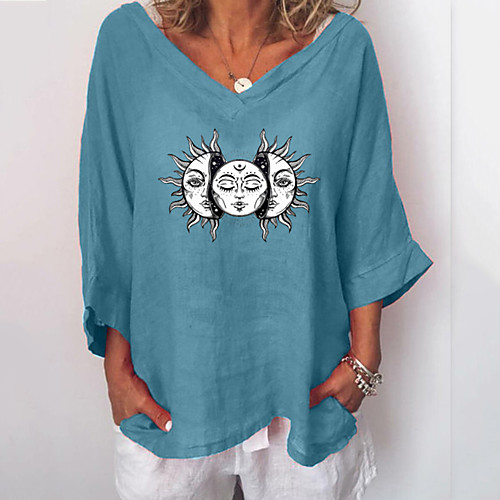 Women's Plus Size Tops Blouse Graphic Sun 3/4 Length Sleeve Spring Summer Blue Blushing Pink Gray Big Size L XL 2XL 3XL 4XL
Women's Plus Size Tops Blouse Graphic Sun 3/4 Length Sleeve Spring Summer Blue Blushing Pink Gray Big Size L XL 2XL 3XL 4XL