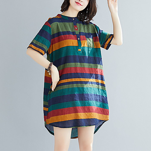Women's Shirt Dress Short Mini Dress Green Black Short Sleeve Polka Dot Striped Print Summer Round Neck Elegant Casual Loose 2021 M L XL XXL
Women's Shirt Dress Short Mini Dress Green Black Short Sleeve Polka Dot Striped Print Summer Round Neck Elegant Casual Loose 2021 M L XL XXL