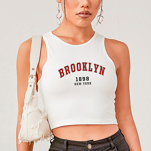 Women's Crop Top Tank Top Vest Letter Print Round Neck Basic Sexy Tops Slim White Black Blushing Pink
Women's Crop Top Tank Top Vest Letter Print Round Neck Basic Sexy Tops Slim White Black Blushing Pink