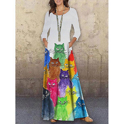 Women's Shift Dress Maxi long Dress Red 3/4 Length Sleeve Cat Animal Print Spring Summer Round Neck Casual Holiday 2021 S M L XL XXL 3XL
Women's Shift Dress Maxi long Dress Red 3/4 Length Sleeve Cat Animal Print Spring Summer Round Neck Casual Holiday 2021 S M L XL XXL 3XL