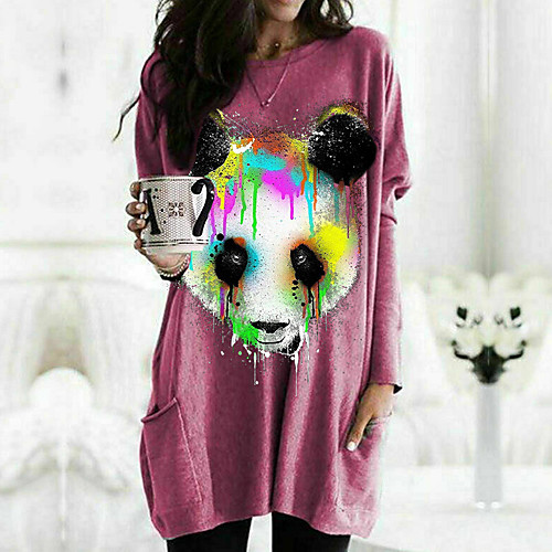 Women's T shirt Graphic Panda Long Sleeve Pocket Round Neck Tops 100% Cotton Basic Basic Top White Black Fuchsia
Women's T shirt Graphic Panda Long Sleeve Pocket Round Neck Tops 100% Cotton Basic Basic Top White Black Fuchsia