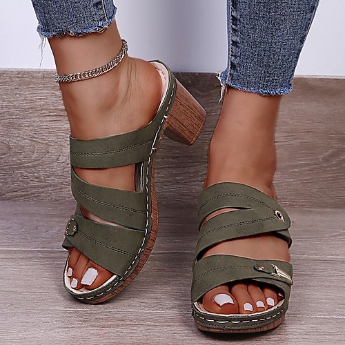 Women's Sandals Chunky Heel Round Toe Rubber PU Buckle Solid Colored Black Army Green Beige
Women's Sandals Chunky Heel Round Toe Rubber PU Buckle Solid Colored Black Army Green Beige