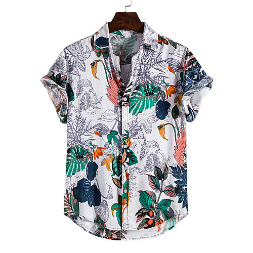Men's Shirt Floral Leaves Animal Button-Down Short Sleeve Casual Tops Cotton Casual Fashion Hawaiian Comfortable White
Men's Shirt Floral Leaves Animal Button-Down Short Sleeve Casual Tops Cotton Casual Fashion Hawaiian Comfortable White