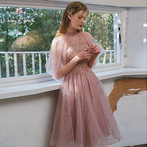 A-Line Flirty Elegant Engagement Cocktail Party Dress Jewel Neck 3/4 Length Sleeve Knee Length Tulle with Sequin Appliques 2021
A-Line Flirty Elegant Engagement Cocktail Party Dress Jewel Neck 3/4 Length Sleeve Knee Length Tulle with Sequin Appliques 2021