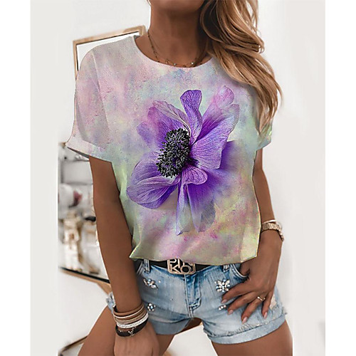 Women's Floral Theme 3D Printed Painting T shirt Floral 3D Flower Print Round Neck Basic Tops Purple
Women's Floral Theme 3D Printed Painting T shirt Floral 3D Flower Print Round Neck Basic Tops Purple