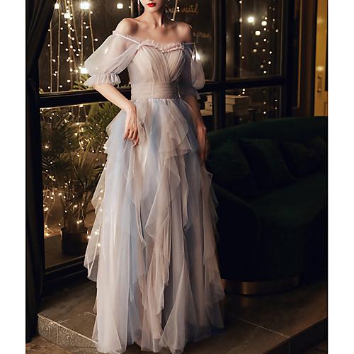 A-Line Color Block Elegant Wedding Guest Prom Dress Scoop Neck Half Sleeve Floor Length Tulle with Pleats Ruffles 2021
A-Line Color Block Elegant Wedding Guest Prom Dress Scoop Neck Half Sleeve Floor Length Tulle with Pleats Ruffles 2021