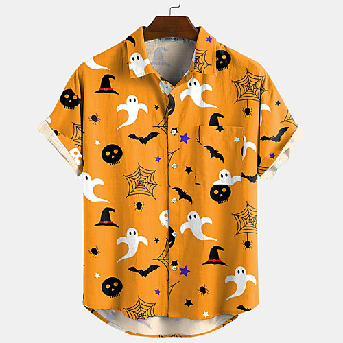 Men's Shirt Halloween Ghost Button-Down Short Sleeve Casual Tops Lightweight Casual Fashion Breathable Purple Blushing Pink Orange
Men's Shirt Halloween Ghost Button-Down Short Sleeve Casual Tops Lightweight Casual Fashion Breathable Purple Blushing Pink Orange
