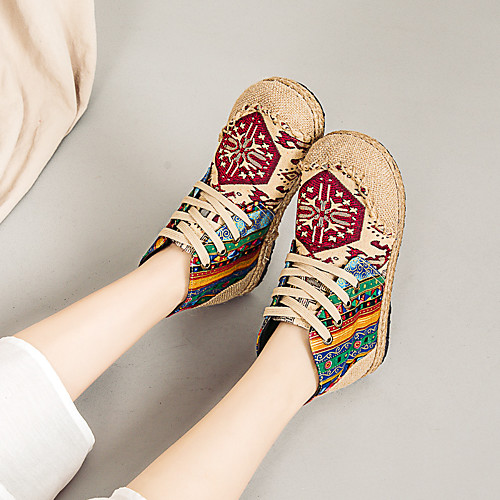 Women's Flats Flat Heel Round Toe Booties Ankle Boots Canvas Lace-up Floral Light Red Blue
Women's Flats Flat Heel Round Toe Booties Ankle Boots Canvas Lace-up Floral Light Red Blue