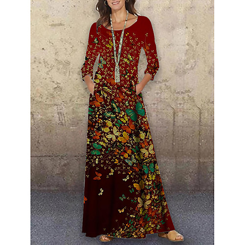 Women's Shift Dress Maxi long Dress Red 3/4 Length Sleeve Floral Butterfly Animal Print Spring Summer Round Neck Casual Holiday 2021 S M L XL XXL 3XL
Women's Shift Dress Maxi long Dress Red 3/4 Length Sleeve Floral Butterfly Animal Print Spring Summer Round Neck Casual Holiday 2021 S M L XL XXL 3XL