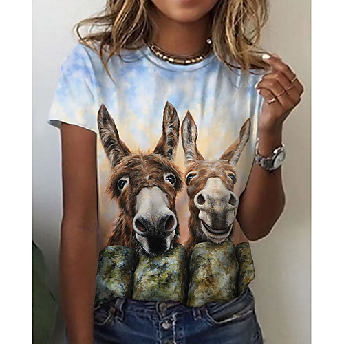 Women's 3D Printed Painting T shirt 3D Animal Print Round Neck Basic Tops Brown
Women's 3D Printed Painting T shirt 3D Animal Print Round Neck Basic Tops Brown