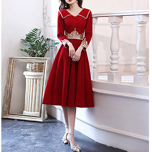 A-Line Elegant Floral Party Wear Cocktail Party Dress V Neck 3/4 Length Sleeve Tea Length Stretch Fabric with Embroidery 2021
A-Line Elegant Floral Party Wear Cocktail Party Dress V Neck 3/4 Length Sleeve Tea Length Stretch Fabric with Embroidery 2021