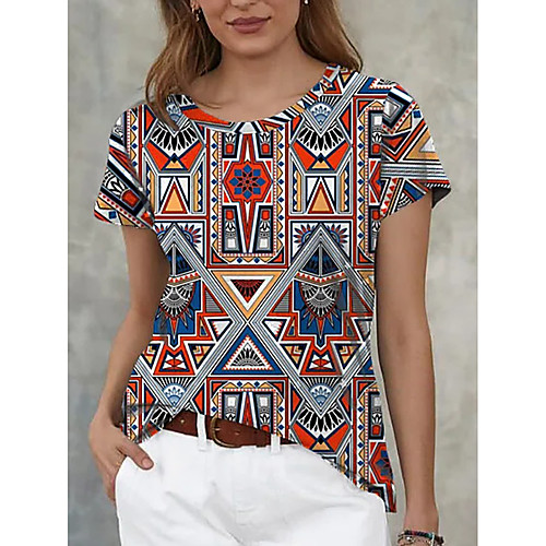 Women's Geometric Painting T shirt Graphic Geometric Print Round Neck Basic Tops Rainbow
Women's Geometric Painting T shirt Graphic Geometric Print Round Neck Basic Tops Rainbow