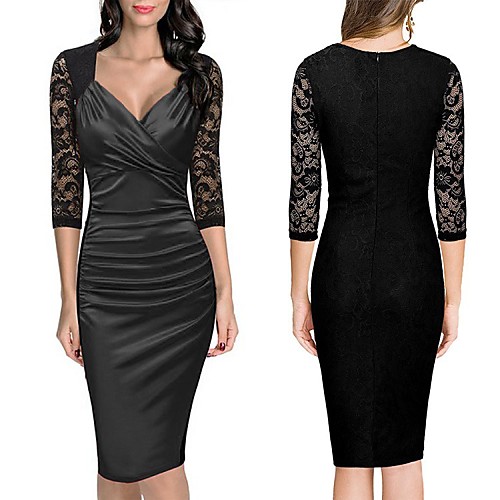 Sheath / Column Vintage Sexy Wedding Guest Prom Dress V Neck 3/4 Length Sleeve Knee Length Spandex with Pattern / Print 2021
Sheath / Column Vintage Sexy Wedding Guest Prom Dress V Neck 3/4 Length Sleeve Knee Length Spandex with Pattern / Print 2021