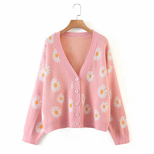 Women's Casual Cute Print Floral Cardigan Long Sleeve Sweater Cardigans V Neck Fall Winter Blue green Blue Blushing Pink / Holiday
Women's Casual Cute Print Floral Cardigan Long Sleeve Sweater Cardigans V Neck Fall Winter Blue green Blue Blushing Pink / Holiday