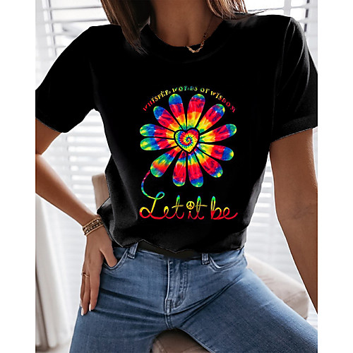 Women's Floral Theme Painting T shirt Floral Graphic Letter Print Round Neck Basic Tops Black
Women's Floral Theme Painting T shirt Floral Graphic Letter Print Round Neck Basic Tops Black