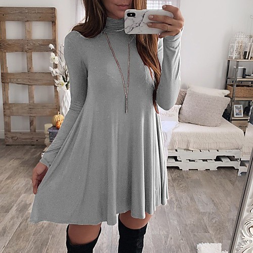Women's Knee Length Dress Blue Blushing Pink Red Wine Gray Black Long Sleeve Solid Color Spring Summer Casual 2021 S M L XL XXL
Women's Knee Length Dress Blue Blushing Pink Red Wine Gray Black Long Sleeve Solid Color Spring Summer Casual 2021 S M L XL XXL