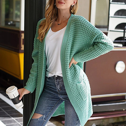 Women's Solid Color Cardigan Long Sleeve Sweater Cardigans V Neck White Blue Black
Women's Solid Color Cardigan Long Sleeve Sweater Cardigans V Neck White Blue Black