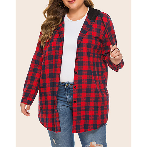 Women's Plus Size Jacket Hooded Button Plaid Regular Daily Fall Green Black Red Big Size XL XXL 3XL 4XL 5XL
Women's Plus Size Jacket Hooded Button Plaid Regular Daily Fall Green Black Red Big Size XL XXL 3XL 4XL 5XL