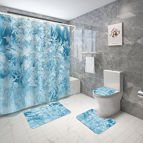 Ice Crystal Snowflake Series Digital Printing Four-piece Set Shower Curtains and Hooks Modern Polyester Machine Made Waterproof Bathroom
Ice Crystal Snowflake Series Digital Printing Four-piece Set Shower Curtains and Hooks Modern Polyester Machine Made Waterproof Bathroom
