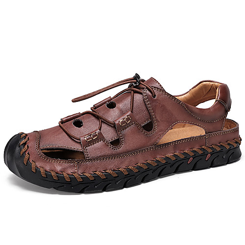 Men's Sandals Crochet Leather Shoes Flat Sandals Sporty Casual Roman Shoes Daily Outdoor Nappa Leather Cowhide Breathable Handmade Non-slipping Booties / Ankle Boots Khaki Black Brown Fall Summer
Men's Sandals Crochet Leather Shoes Flat Sandals Sporty Casual Roman Shoes Daily Outdoor Nappa Leather Cowhide Breathable Handmade Non-slipping Booties / Ankle Boots Khaki Black Brown Fall Summer
