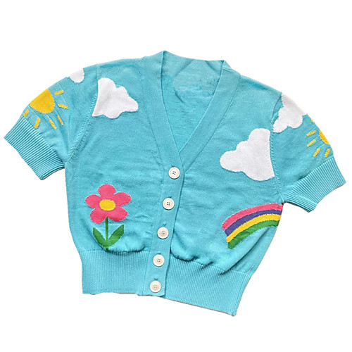 Women's Pattern Cardigan Cotton Short Sleeve Sweater Cardigans V Neck Sky Blue
Women's Pattern Cardigan Cotton Short Sleeve Sweater Cardigans V Neck Sky Blue