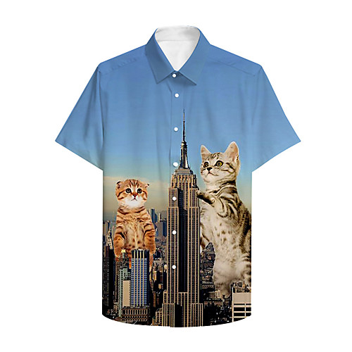 Men's Shirt 3D Print Cat Building Animal Plus Size 3D Print Button-Down Short Sleeve Casual Tops Casual Fashion Breathable Comfortable Blue / Sports
Men's Shirt 3D Print Cat Building Animal Plus Size 3D Print Button-Down Short Sleeve Casual Tops Casual Fashion Breathable Comfortable Blue / Sports
