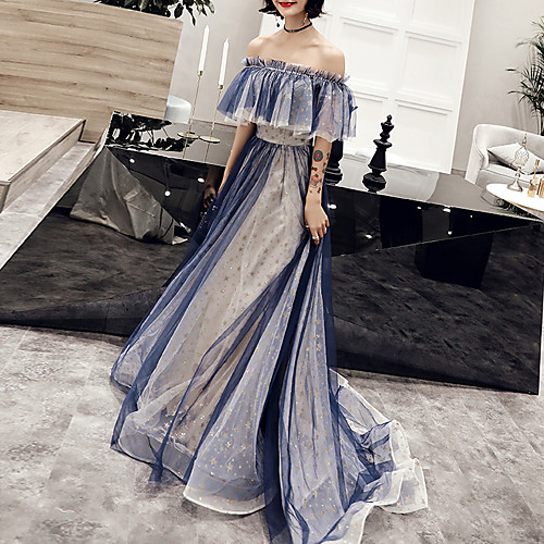 A-Line Glittering Elegant Engagement Formal Evening Dress Off Shoulder Short Sleeve Sweep / Brush Train Tulle with Beading Pattern / Print 2021
A-Line Glittering Elegant Engagement Formal Evening Dress Off Shoulder Short Sleeve Sweep / Brush Train Tulle with Beading Pattern / Print 2021