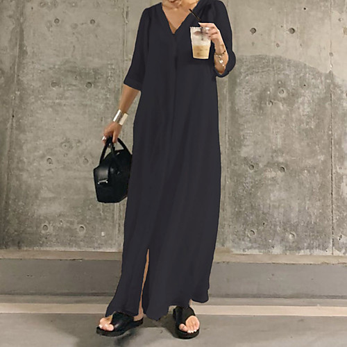Women's A Line Dress Maxi long Dress White Black Long Sleeve Solid Color Summer Casual 2021 One-Size
Women's A Line Dress Maxi long Dress White Black Long Sleeve Solid Color Summer Casual 2021 One-Size