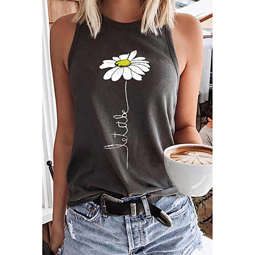 Women's Floral Theme Tank Top Floral Daisy Print Round Neck Basic Streetwear Tops Black
Women's Floral Theme Tank Top Floral Daisy Print Round Neck Basic Streetwear Tops Black