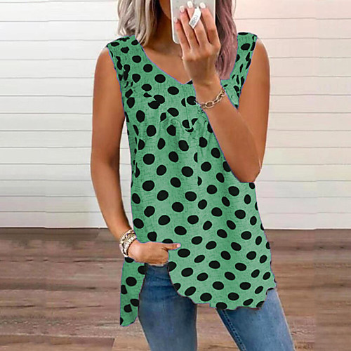 Women's Tank Top Polka Dot Print V Neck Basic Streetwear Tops Blue Khaki Green
Women's Tank Top Polka Dot Print V Neck Basic Streetwear Tops Blue Khaki Green
