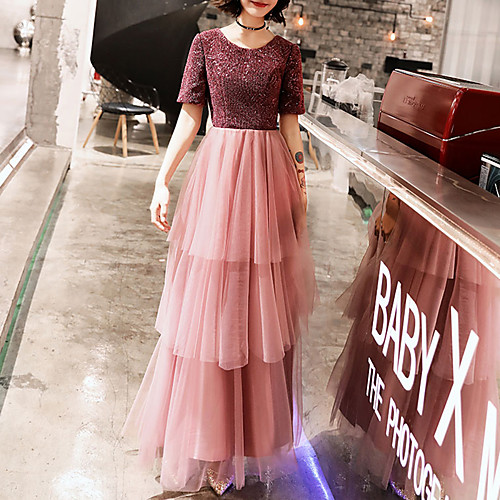 A-Line Glittering Elegant Party Wear Prom Dress Jewel Neck Half Sleeve Floor Length Tulle Sequined with Sequin Tier 2021
A-Line Glittering Elegant Party Wear Prom Dress Jewel Neck Half Sleeve Floor Length Tulle Sequined with Sequin Tier 2021