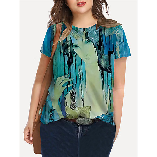 Women's Plus Size Tops T shirt Graphic Portrait Print Short Sleeve Crewneck Basic Summer Blue Green Big Size XL XXL 3XL 4XL 5XL
Women's Plus Size Tops T shirt Graphic Portrait Print Short Sleeve Crewneck Basic Summer Blue Green Big Size XL XXL 3XL 4XL 5XL