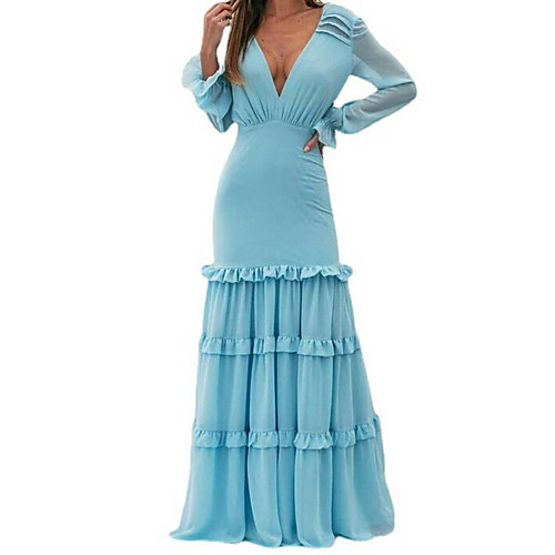 Women's Sheath Dress Maxi long Dress Blue Long Sleeve Solid Color Summer Casual 2021 S M L XL
Women's Sheath Dress Maxi long Dress Blue Long Sleeve Solid Color Summer Casual 2021 S M L XL