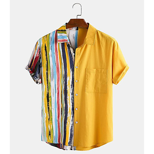 Men's Shirt Other Prints Striped Button-Down Short Sleeve Daily Tops 100% Cotton Casual Hawaiian Yellow / Summer
Men's Shirt Other Prints Striped Button-Down Short Sleeve Daily Tops 100% Cotton Casual Hawaiian Yellow / Summer