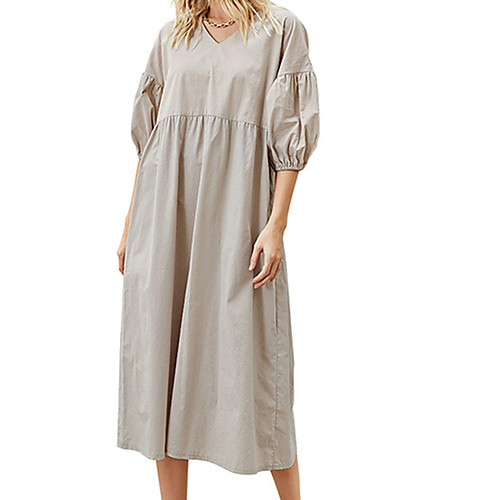 Women's Sundress Midi Dress Khaki Half Sleeve Solid Color Fall Summer V Neck Casual Holiday Puff Sleeve Loose 2021 S M L XL
Women's Sundress Midi Dress Khaki Half Sleeve Solid Color Fall Summer V Neck Casual Holiday Puff Sleeve Loose 2021 S M L XL