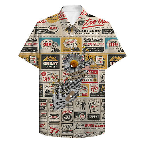 Men's Shirt 3D Print Vintage Daisy Letter Plus Size 3D Print Button-Down Short Sleeve Casual Tops Casual Fashion Retro Breathable Brown / Sports
Men's Shirt 3D Print Vintage Daisy Letter Plus Size 3D Print Button-Down Short Sleeve Casual Tops Casual Fashion Retro Breathable Brown / Sports