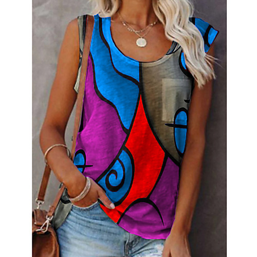 Women's Beach Tank Top Vest T shirt Geometric Print Round Neck Streetwear Boho Tops Loose Blue Red Orange
Women's Beach Tank Top Vest T shirt Geometric Print Round Neck Streetwear Boho Tops Loose Blue Red Orange