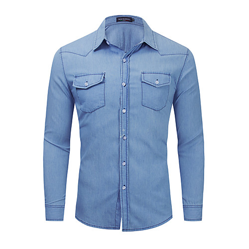 Men's Shirt Solid Color Button-Down Long Sleeve Casual Tops Denim 100% Cotton Lightweight Casual Fashion Breathable Blue
Men's Shirt Solid Color Button-Down Long Sleeve Casual Tops Denim 100% Cotton Lightweight Casual Fashion Breathable Blue