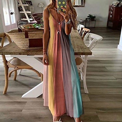Women's Strap Dress Maxi long Dress Blue Purple Gray Green Orange Red Sleeveless Rainbow Color Gradient Stripe Spring Summer V Neck Casual Holiday 2021 S M L XL XXL XXXL
Women's Strap Dress Maxi long Dress Blue Purple Gray Green Orange Red Sleeveless Rainbow Color Gradient Stripe Spring Summer V Neck Casual Holiday 2021 S M L XL XXL XXXL