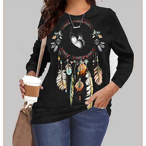 Women's Plus Size Tops Pullover Sweatshirt Graphic Print Long Sleeve Crewneck Basic Black Big Size XL XXL 3XL 4XL 5XL
Women's Plus Size Tops Pullover Sweatshirt Graphic Print Long Sleeve Crewneck Basic Black Big Size XL XXL 3XL 4XL 5XL
