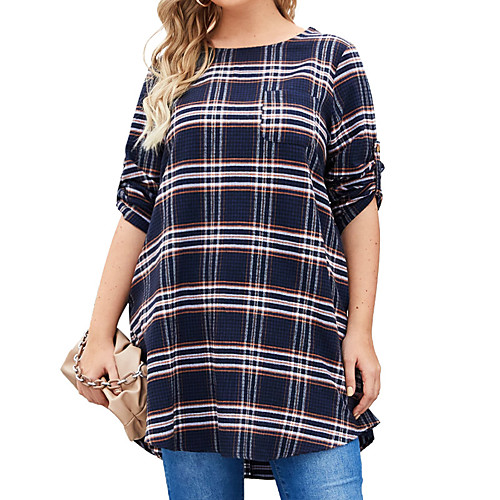 Women's Plus Size Tops Blouse Shirt Plaid / Check Half Sleeve Round Neck Navy Big Size XL 2XL 3XL 4XL 5XL
Women's Plus Size Tops Blouse Shirt Plaid / Check Half Sleeve Round Neck Navy Big Size XL 2XL 3XL 4XL 5XL