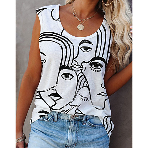 Women's Beach Tank Top Vest T shirt Geometric Print Round Neck Streetwear Boho Tops Loose White Purple Black
Women's Beach Tank Top Vest T shirt Geometric Print Round Neck Streetwear Boho Tops Loose White Purple Black