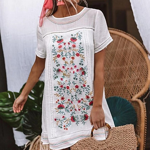Women's A Line Dress Short Mini Dress White Short Sleeve Print Flower Spring Summer Casual / Daily 2021 S M L XL XXL
Women's A Line Dress Short Mini Dress White Short Sleeve Print Flower Spring Summer Casual / Daily 2021 S M L XL XXL