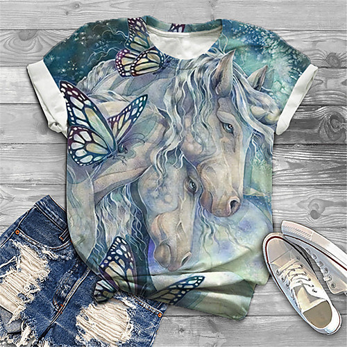 Women's Plus Size Tops T shirt Graphic Horse Animal Print Short Sleeve Crewneck Basic Blue Big Size XL XXL 3XL 4XL 5XL / Holiday
Women's Plus Size Tops T shirt Graphic Horse Animal Print Short Sleeve Crewneck Basic Blue Big Size XL XXL 3XL 4XL 5XL / Holiday