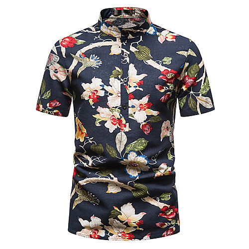 Men's Shirt Other Prints Floral Print Short Sleeve Daily Tops Fashion Hawaiian Beach Navy Blue / Summer / Stand Collar
Men's Shirt Other Prints Floral Print Short Sleeve Daily Tops Fashion Hawaiian Beach Navy Blue / Summer / Stand Collar