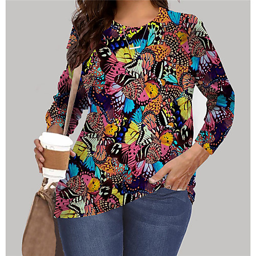 Women's Plus Size Tops Sweatshirt Graphic Butterfly Animal Print Long Sleeve Crewneck Basic Black Big Size XL XXL 3XL 4XL 5XL
Women's Plus Size Tops Sweatshirt Graphic Butterfly Animal Print Long Sleeve Crewneck Basic Black Big Size XL XXL 3XL 4XL 5XL