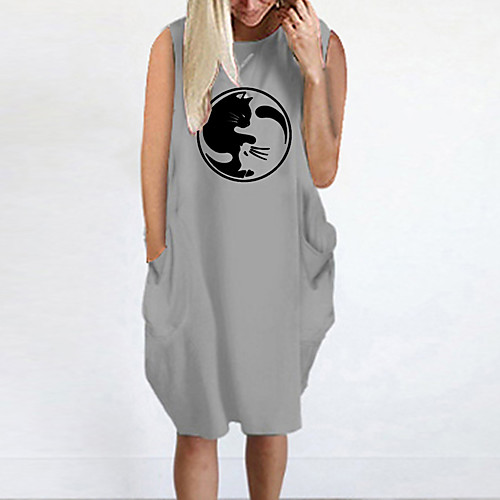 Women's T Shirt Dress Tee Dress Knee Length Dress Blue Yellow Fuchsia Gray Green White Black Sleeveless Cat Animal Summer Round Neck Casual Oversized 2021 S M L XL XXL 3XL 4XL 5XL
Women's T Shirt Dress Tee Dress Knee Length Dress Blue Yellow Fuchsia Gray Green White Black Sleeveless Cat Animal Summer Round Neck Casual Oversized 2021 S M L XL XXL 3XL 4XL 5XL