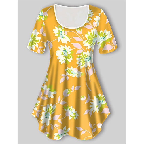 Women's Plus Size Tops T shirt Floral Graphic Print Short Sleeve Crewneck Basic Yellow Big Size XL XXL 3XL 4XL 5XL / Holiday
Women's Plus Size Tops T shirt Floral Graphic Print Short Sleeve Crewneck Basic Yellow Big Size XL XXL 3XL 4XL 5XL / Holiday