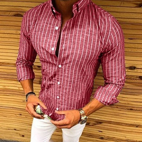Men's Shirt Striped Button-Down Long Sleeve Casual Tops Cotton Casual Fashion Breathable Comfortable Red
Men's Shirt Striped Button-Down Long Sleeve Casual Tops Cotton Casual Fashion Breathable Comfortable Red
