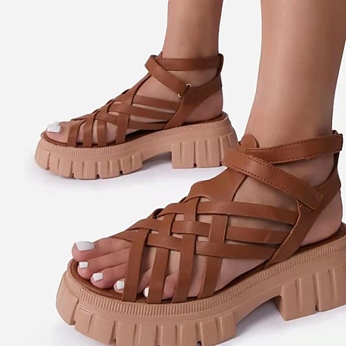 Women's Sandals Platform Sandals Gladiator Sandals Roman Sandals Platform Round Toe PU Solid Colored Dark Brown White Black
Women's Sandals Platform Sandals Gladiator Sandals Roman Sandals Platform Round Toe PU Solid Colored Dark Brown White Black